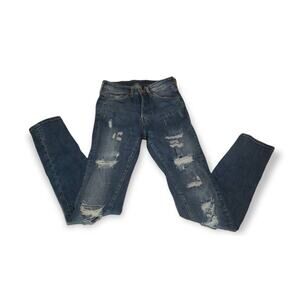 H&M Dark Washed Distressed Skinny Couple Moulante & Denim Jeans - Size 28